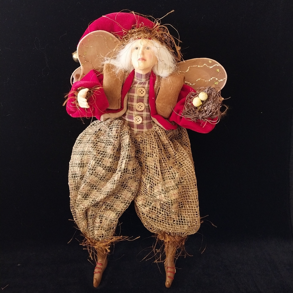 Winward Holidays Woodland Christmas Fairy Pixie Elf Winged Shelf Sitter Doll